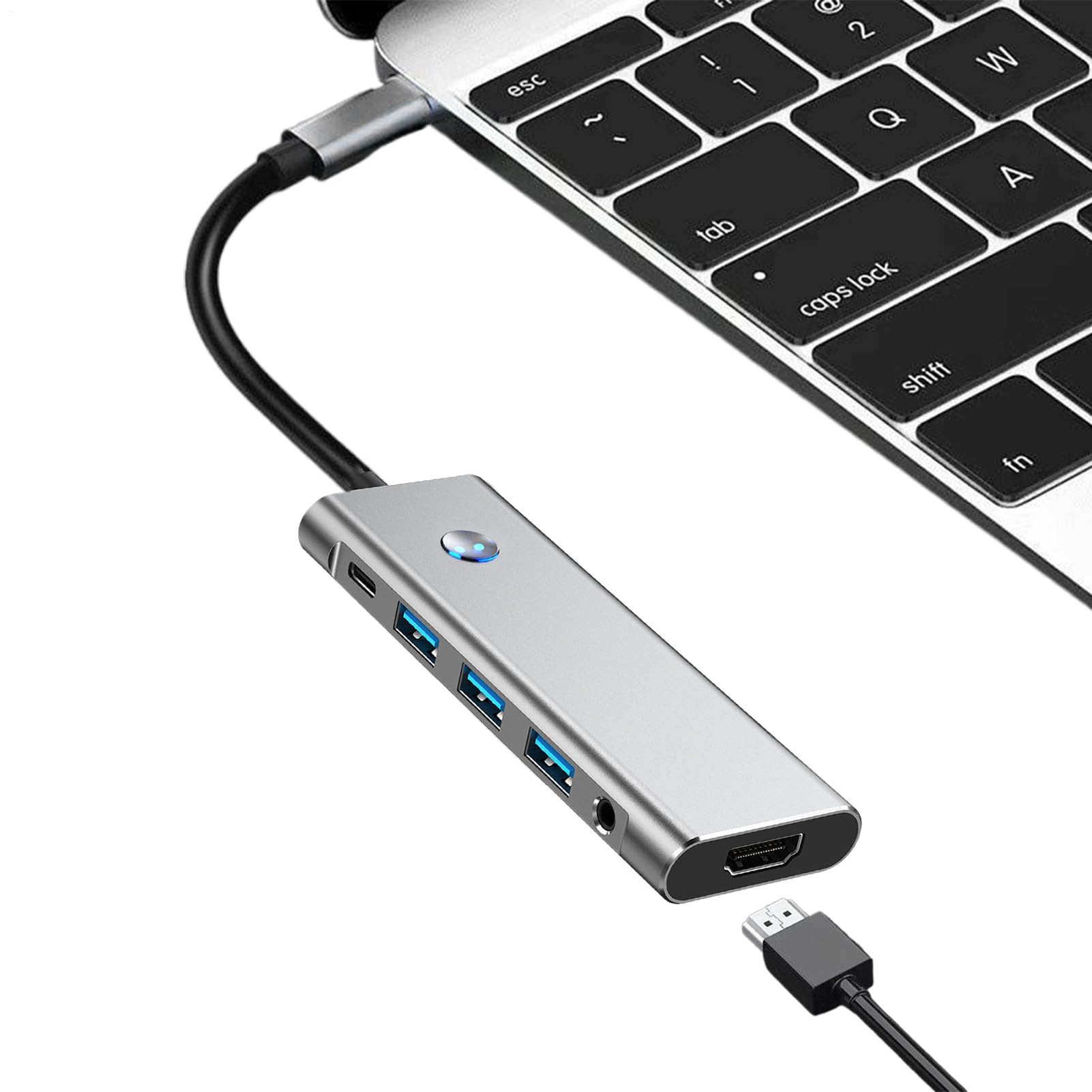 Adaptador USB C Hub divisor portátil para teletrabajo y café 8