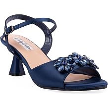 Lady Couture Liz Sandal, Womens Slingback Heel Sandal with Floral Ornament Open-Toe Dress Shoes with Sculpted 2-Inch Heels