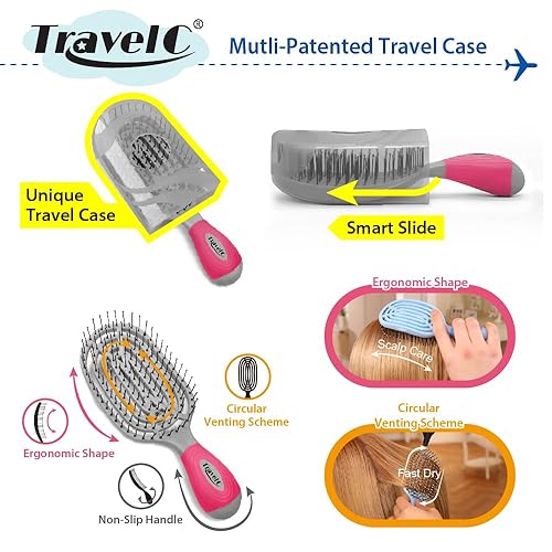Miniatura 3 de NuWay TravelC ventilado patentado por Estados Unidos para todo tipo de cabello es seguro para secador de pelo (gris)
