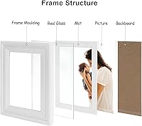 Vista 16 de Portarretratos de 5 x 7, doble bisagra horizontal de madera con marco de fotos plegable con frente de cristal real en grano de madera envejecido