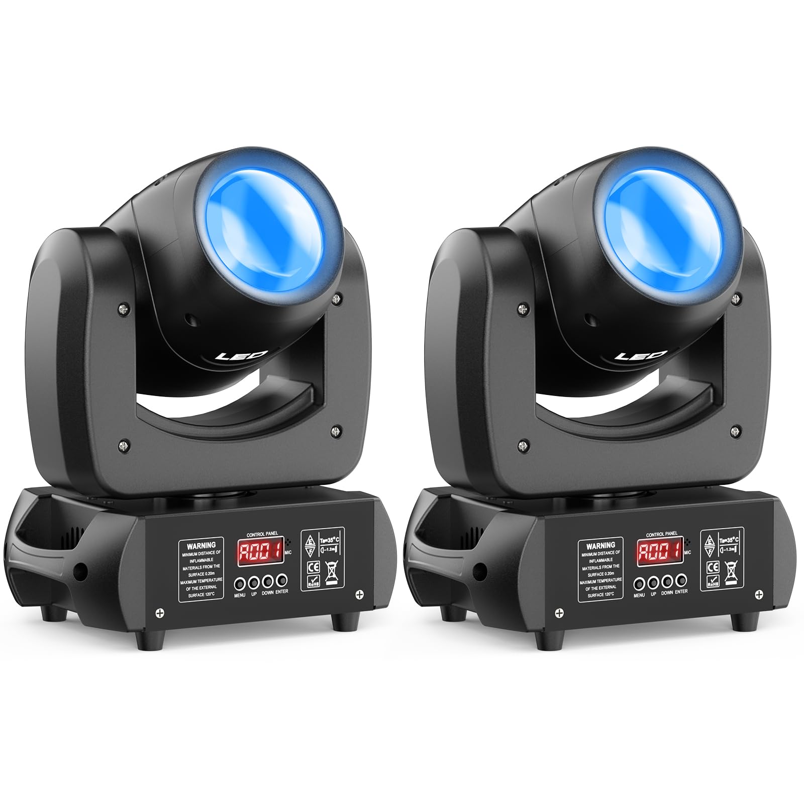 2 unités 100W Lyre LED Projecteurs DJ à Tête Mobile Lumières de Soirée Disco avec Gobos Rotatifs Prisme par le son pour les fêtes de mariage, les groupes d'église, les spectacles, les bars