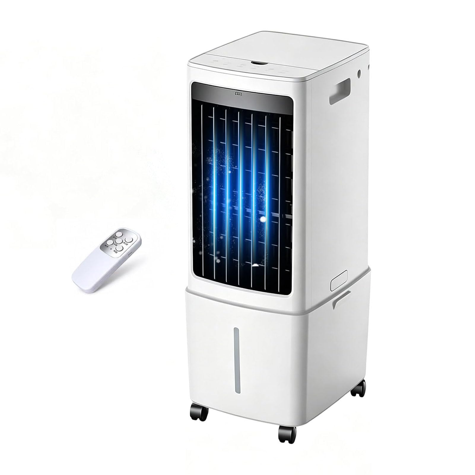 MESOVFCA 40l Portable Evaporative Air Cooler With Remote, Mobile Ac Unit With 7.5h Timer, 3 Modes & 3 Speeds, Rolling Air Conditioner Fan For Home Office Bedroom White 12L