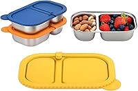 Vista 13 de Recipientes para Snacks de Acero Inoxidable, Paquete de 6 Recipientes Reutilizables para Llevar con Tapas a Prueba de Fugas, Caja Bento de Doble