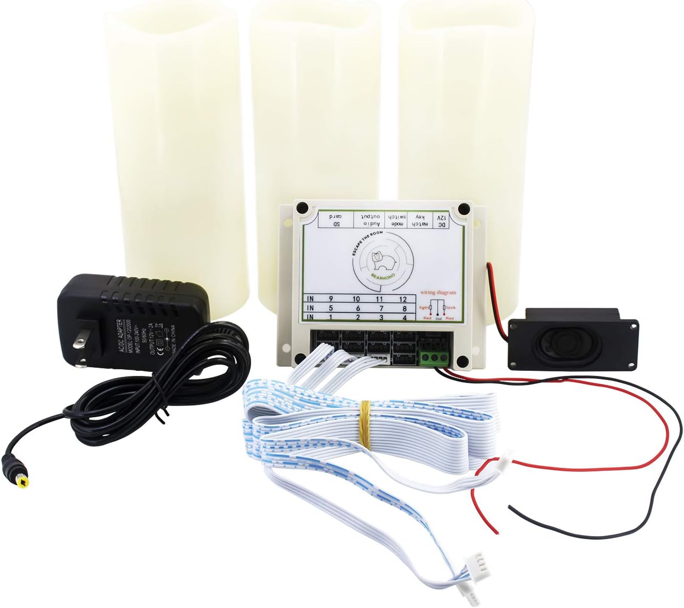 Escape Room Props Candle Props Real Life Game Candles Blow On/Out to Unlock Create Puzzle Indoor Game Adventure Control EM Lock Room Escape Playing (Blow OUT in Order, 3 Candles)