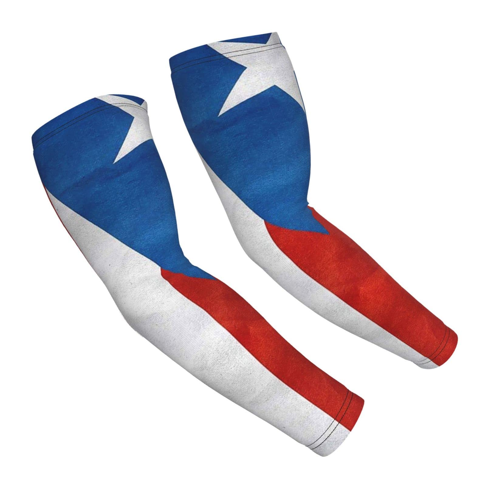 AYUNIX Arm Sleeves for Men Women Flag of Puerto Rico UV Sun Protection Cooling Arm Sleeves Arm Cover Sleeves for Outdoor Protective Sports Running Golf Cycling Driving Fishing