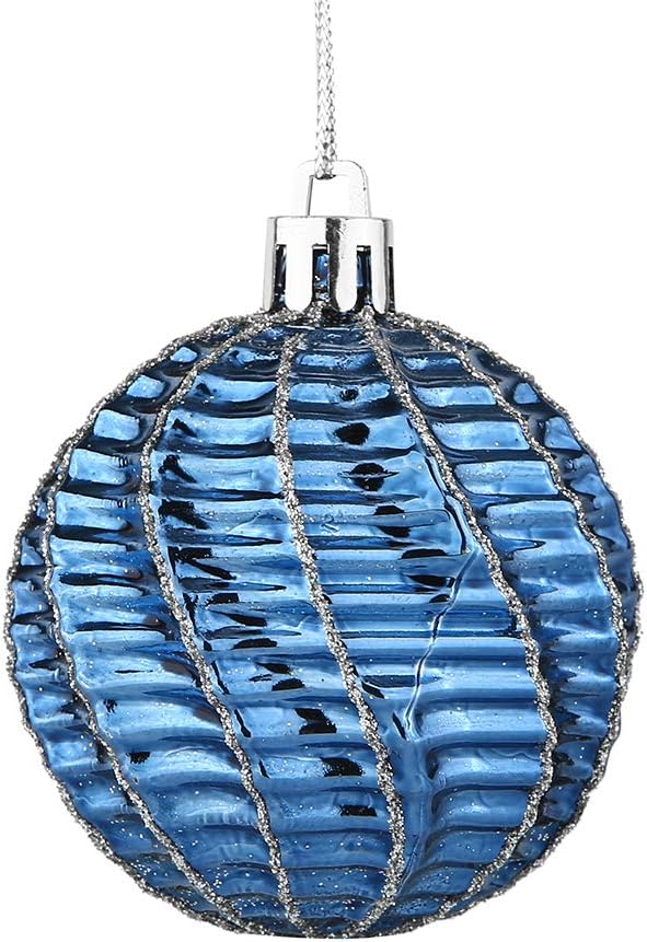 Sattiyrch Christmas Ball Ornaments 30ct, 60mm/2.36" Shatterproof Plastic Decorative Xmas Balls Ornaments Set (Blue and Silver)