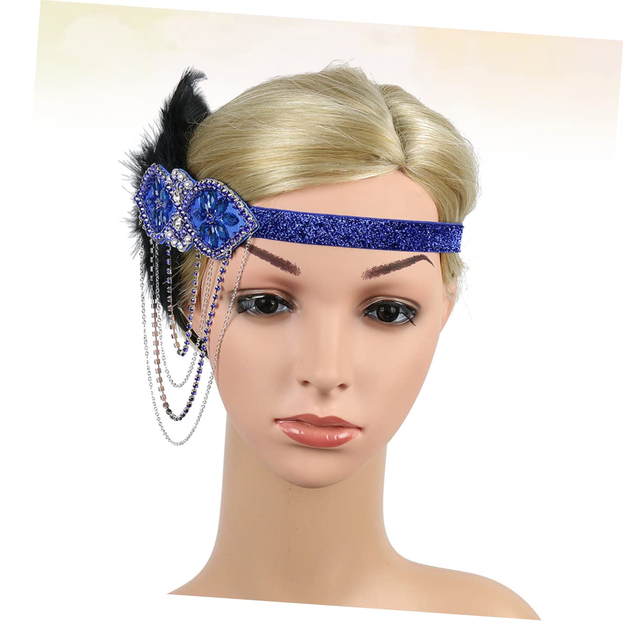 minkissy 2piezas Diadema De Cadena Borlas Para Mujer Accesorio Elegante De Fiesta y Fotografía Color Azul