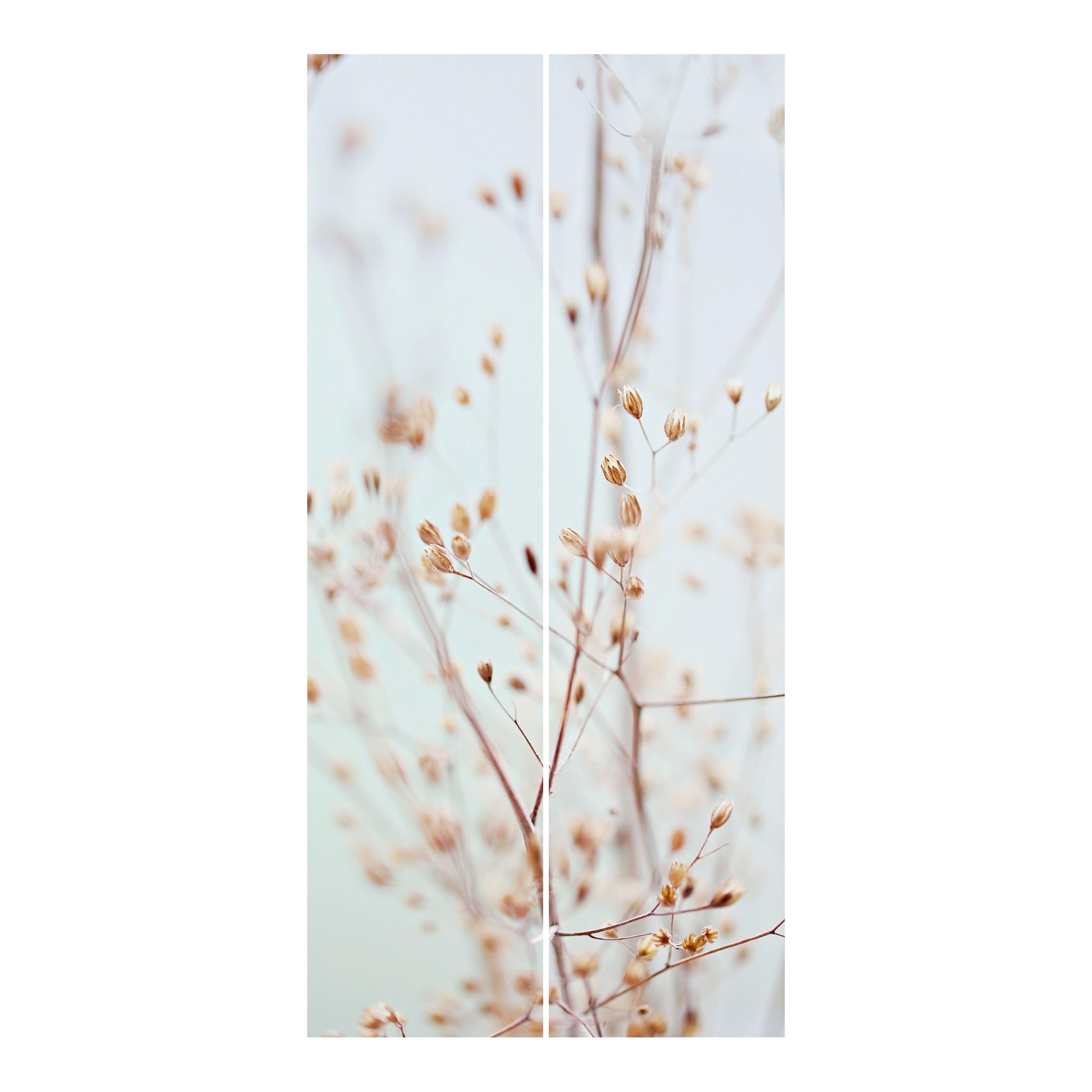Schiebegardine halbtransparent 60er Paneel Klett Blumen Textil lichtdurchlässig - Gräser Modern Flächenvorhang beige Wohnzimmer Schlafzimmer 2444 (120x250 cm - 2er Set)