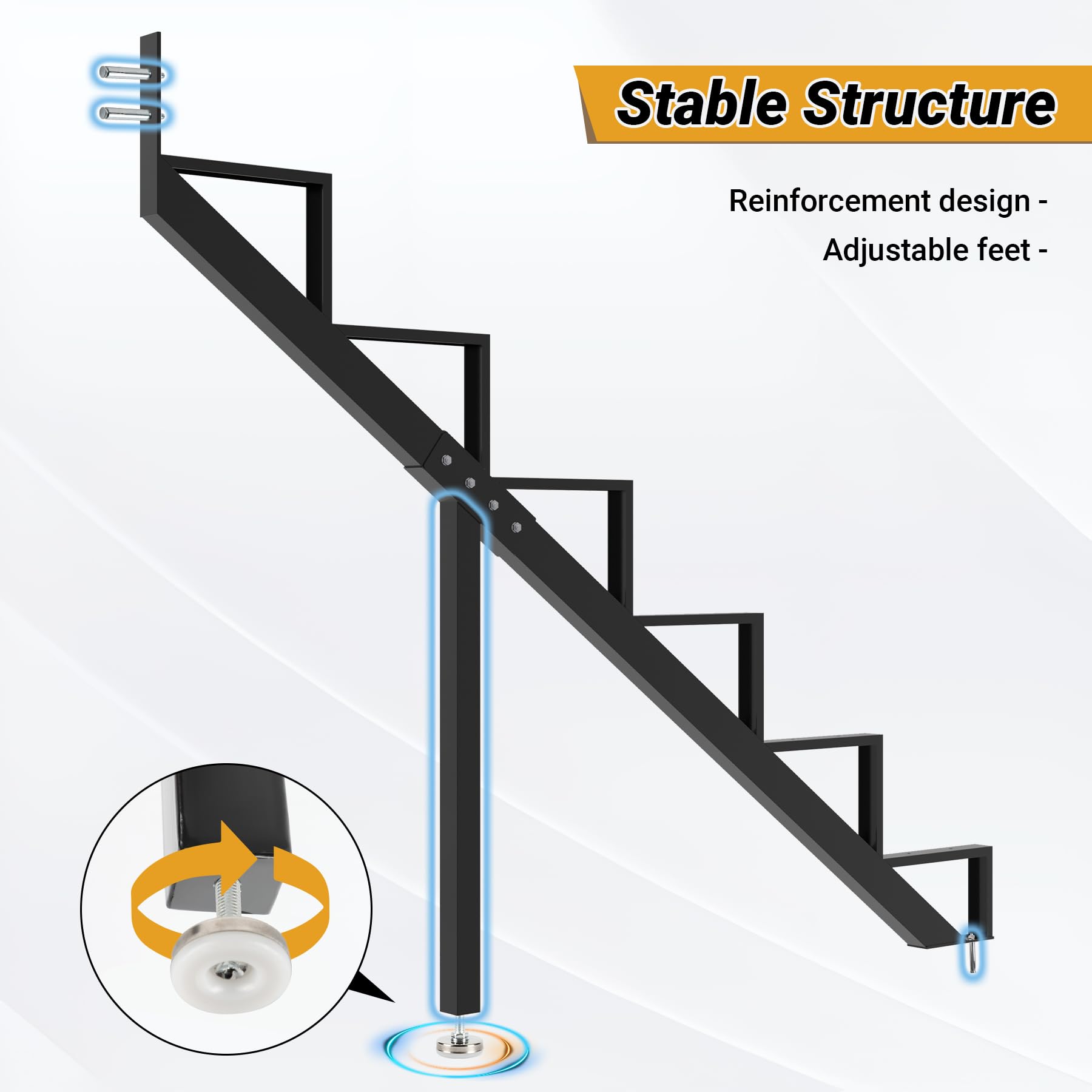 Snapklik.com : Toriexon Steel Stair Step Riser 6-Step, Metal Stair Stringer