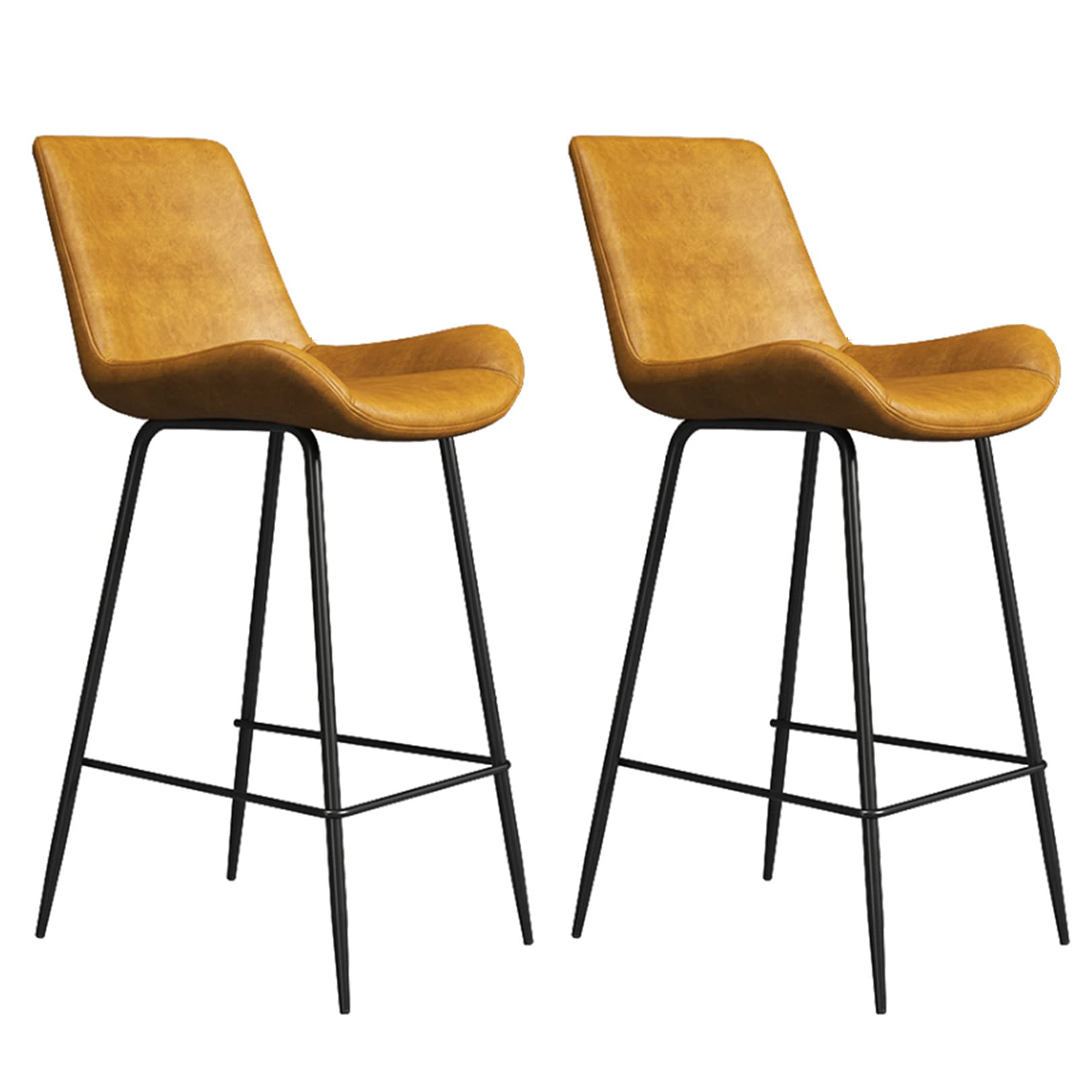 Tabourets de bar modernes en cuir PU jaune avec pieds métal