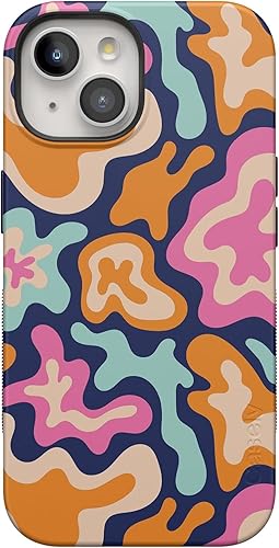 Casely Funda para iPhone 15  Splash de color medianoche  Funda retro abstracta  Negrita