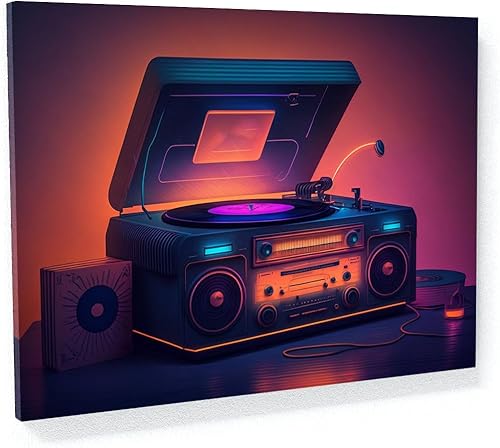 Sense Canvas Synthwave Retro Record 67 - Lienzo decorativo para decoración del hogar, póster grande de 40 x 30  1.5 pulgadas