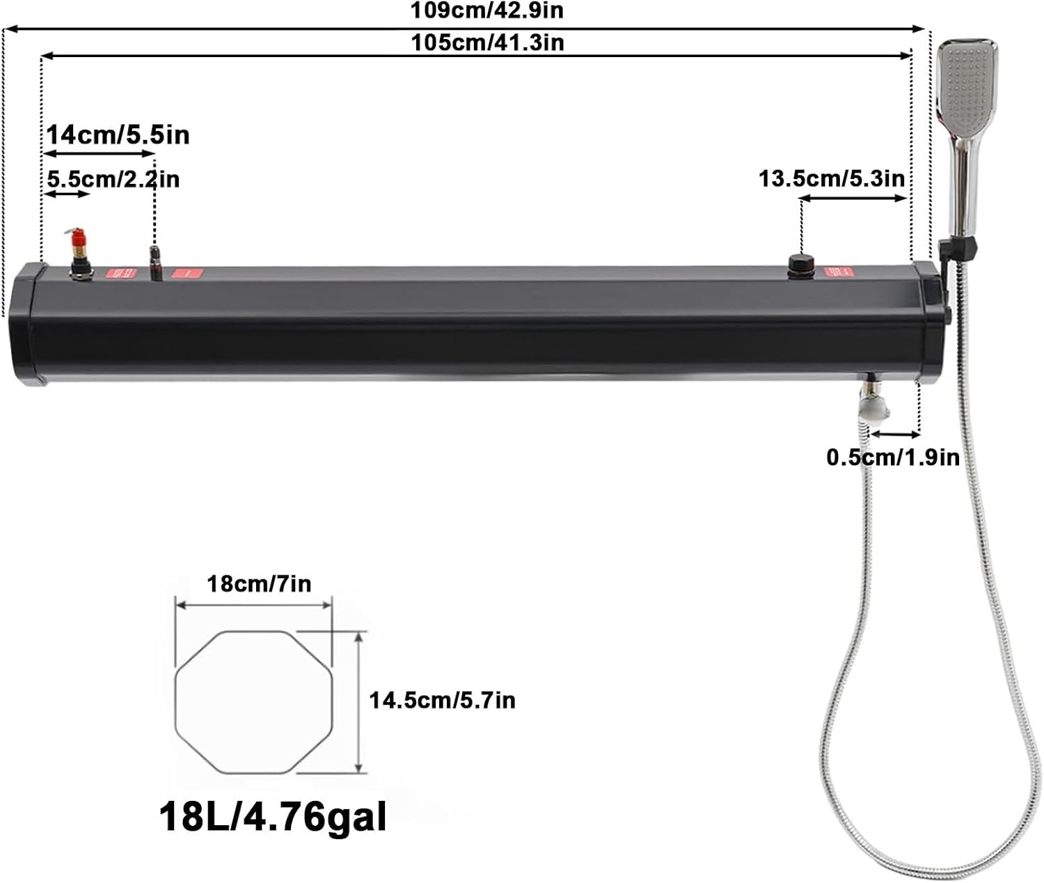 Camping Shower with Pump, 18L/20L/30 Solar Shower, Roof Rack Water Tank, for Hiking, Pet Cleaning, Beach Vacations(18L)