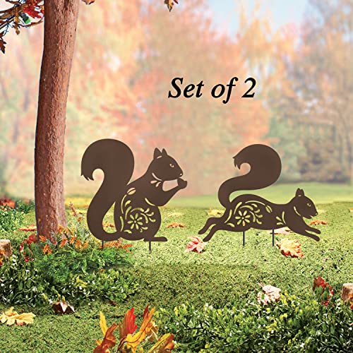 Hokfirm Metal Squirrel Stakes, Outdoor Metal Squirrel Statue, Silhouette Squirrel Stakes, Outdoor Decorative Metal Animal Stakes, Set Of 2 #TOP1
