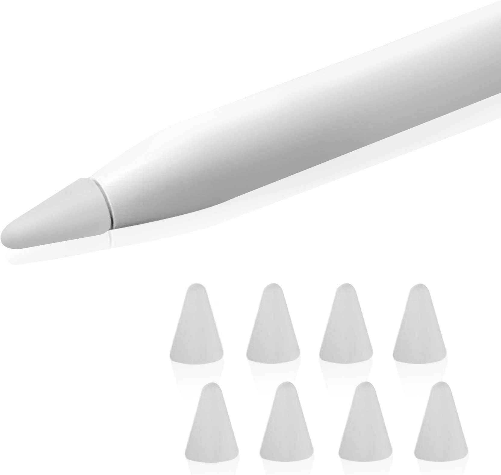 TechMatte Apple Pencil Nib Cover (8-Pack, Clear) Drawing Increased Friction Tool Compatible with Apple Pencil 1 and 2