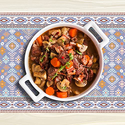Salvamanteles resistente al calor para camino de mesa de 134 x 35,5 cm que protege la mesa de comedor y la encimera del calor y los arañazos. Diseño único de un artista europeo. Kilim 7293