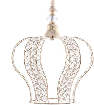 14-Inch tall Gold Crystal Beaded Metal Crown Cake Topper - Birthday Party Wedding Reception Decorations Centerpieces
