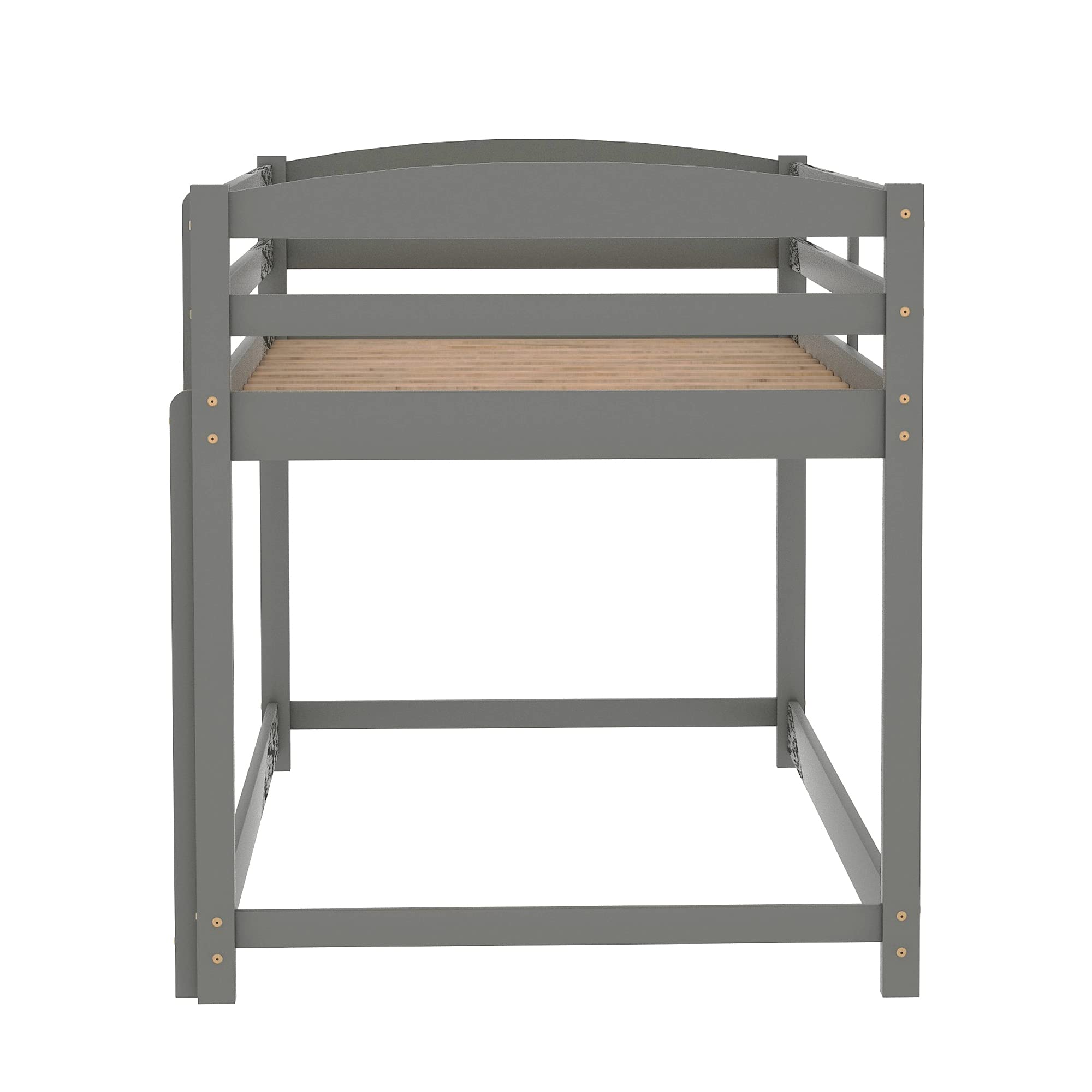 Cama Alta Individual con Escalera integrada y barandilla de Seguridad. Diseño Que Ahorra Espacio (Gris).