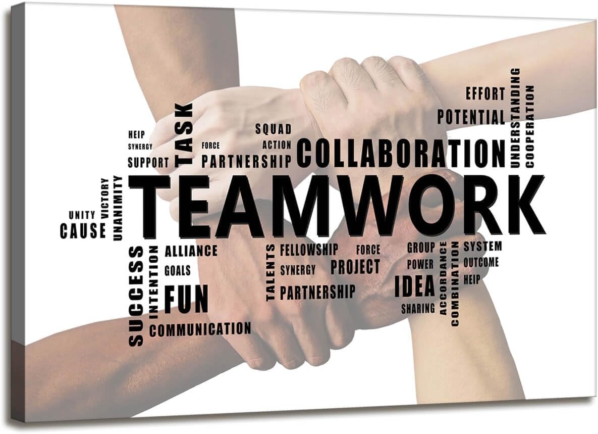 Office Artwork Wall Decor - Teamwork Wall Art for Office Picture Canvas Prints Modern Canvas Wall Extra Large Wall Art Inspirational Wall Decor for Office Stretched Painting Home Decoration 16x24inch