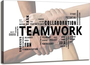 Office Artwork Wall Decor - Teamwork Wall Art for Office Picture Canvas Prints Modern Canvas Wall Extra Large Wall Art Inspirational Wall Decor for Office Stretched Painting Home Decoration 16x24inch