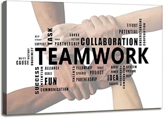 Office Artwork Wall Decor - Teamwork Wall Art for Office Picture Canvas Prints Modern Canvas Wall Extra Large Wall Art Inspirational Wall Decor for Office Stretched Painting Home Decoration 16x24inch