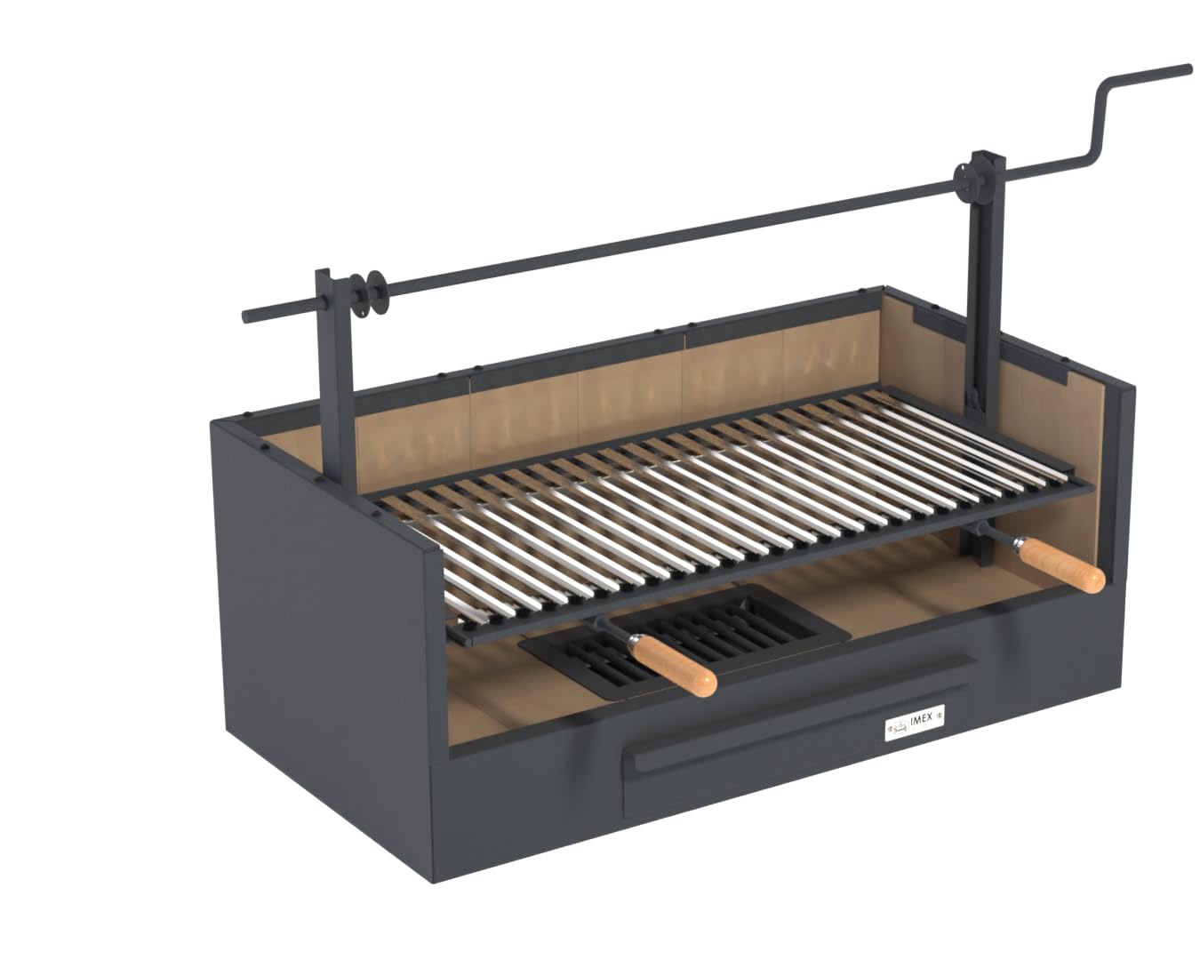 Imex El Zorro – Cajón Barbacoa con Ladrillo Refractario | 90x48x65 cm | Estructura Robusta de Acero y Alta Retención de Calor | Ideal para Barbacoas de Carbón y Leña en Exteriores