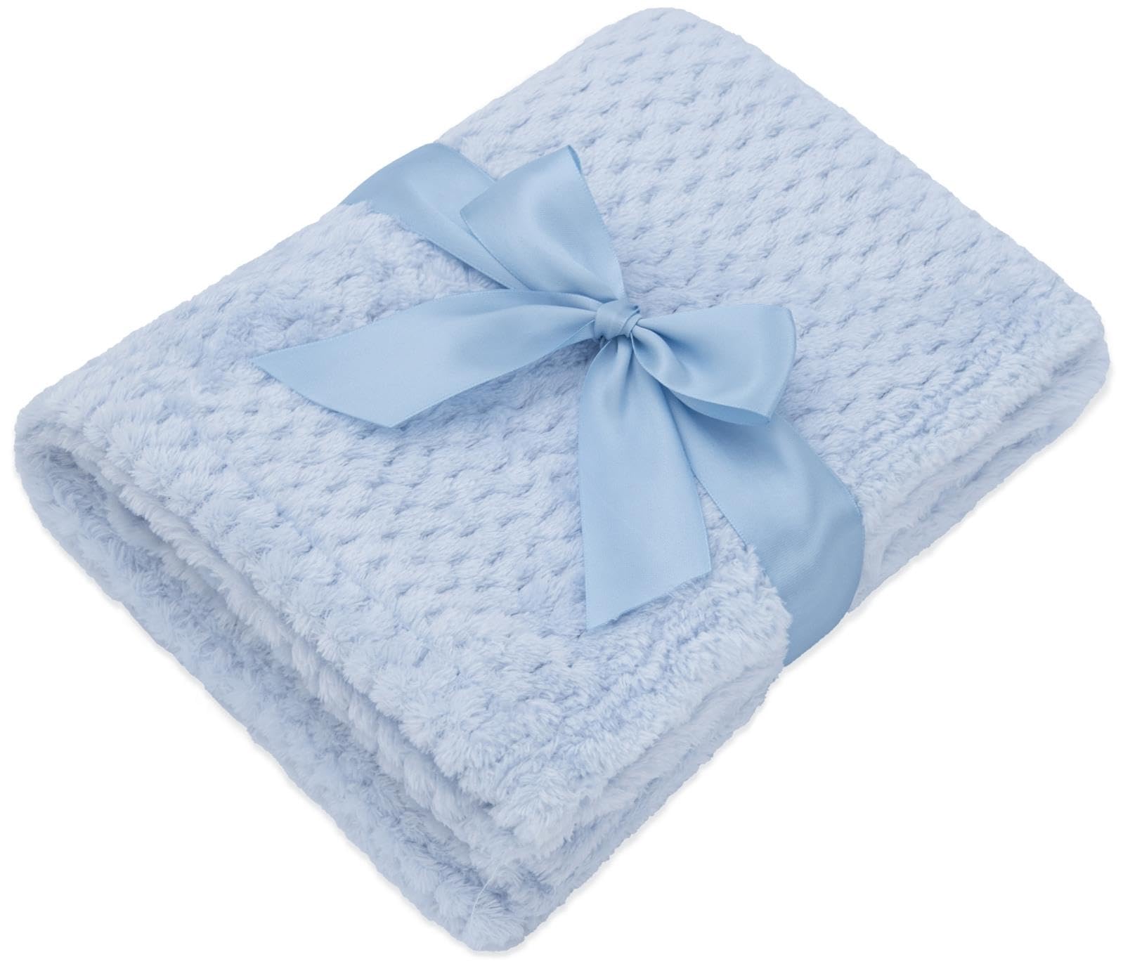 Adore Home Baby Fleece Blanket Ultra Soft Honeycomb Waffle Newborn Gift 60x90cm For Cot Moses Basket Pram, Blue
