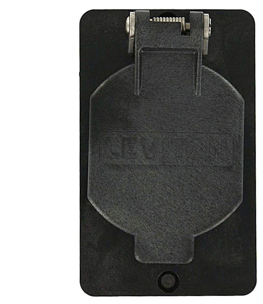 Leviton 3058-E 3,9 cm de diamètre, récipient simple, plaque de recouvrement, résistante aux intempéries, couvercle à rabat, noir