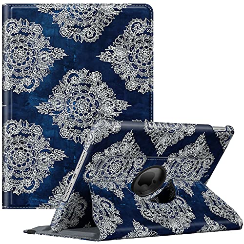Fintie Rotating Case for iPad 9th Generation (2021) / 8th Generation (2020) / 7th Gen (2019) 10.2 Inch - 360 Degree Rotating Protective Stand Cover with Pencil Holder, Auto Wake Sleep, Indigo Dreams