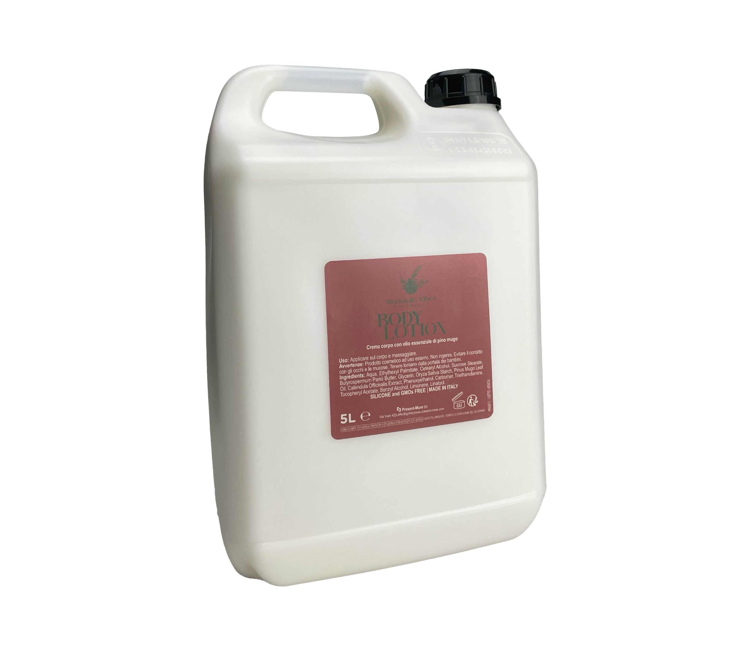 Present-More Mountain Vibes Körpercreme 5 l - Körpercreme 1 Stück für Hotels, B & B und Hotels | Körpercreme mit Duft Pino Mugo (1 Kanister)