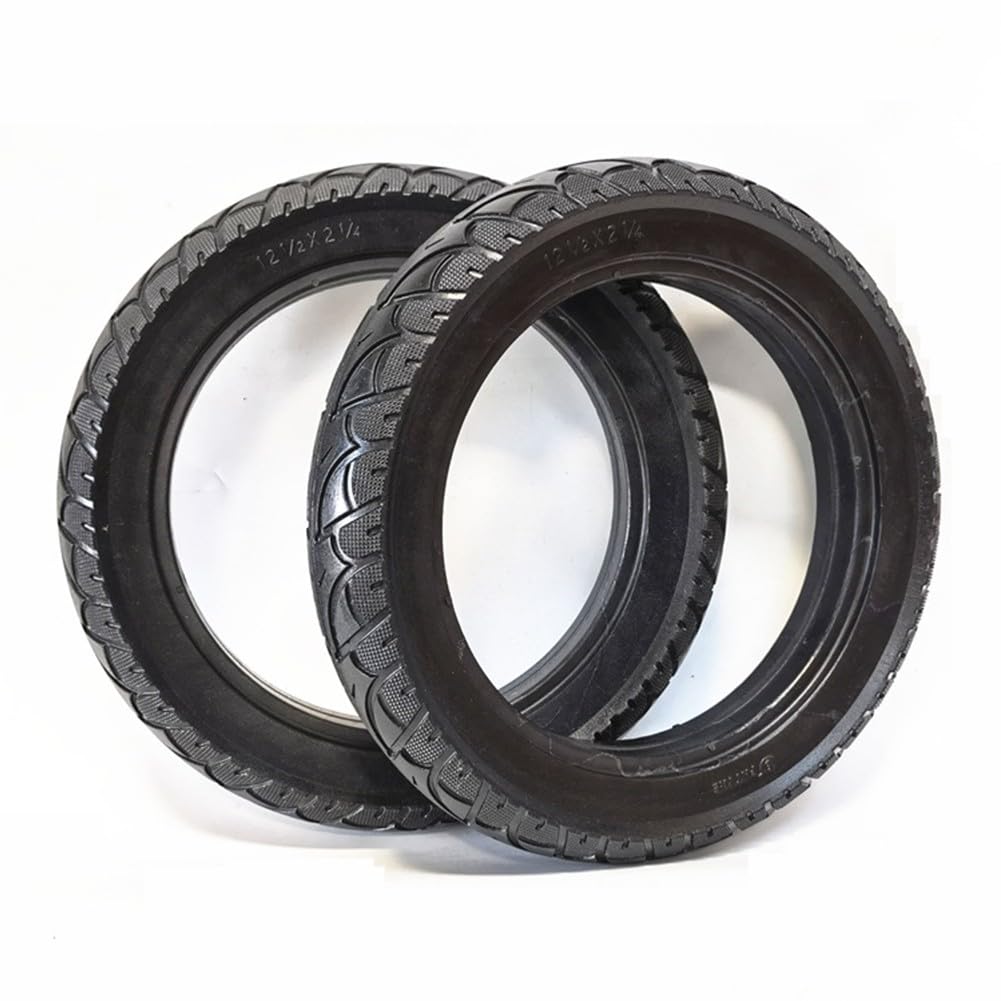 Pneumatici in gomma piena, 12 1/2 x 2 1/4 (57-203), ricambio per bici elettriche e scooter elettrici, pneumatici di ricambio antiforatura in gomma, nero