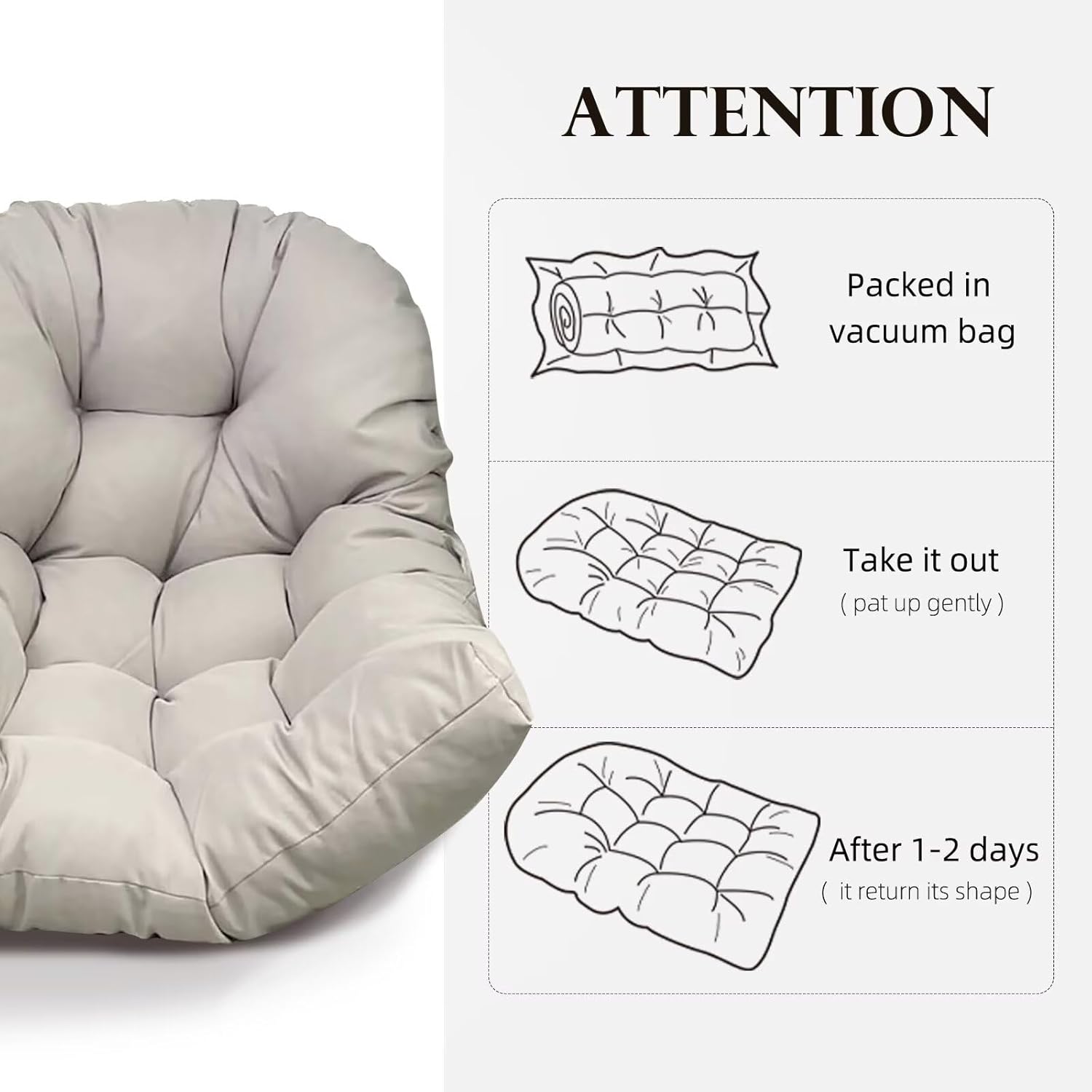 Outdoor Egg Chair Cushion Hammock Chair Cushions Detachable Hanging Basket Seat Cushion Thick Back Pillow for Patio Garden Use Navy Blue