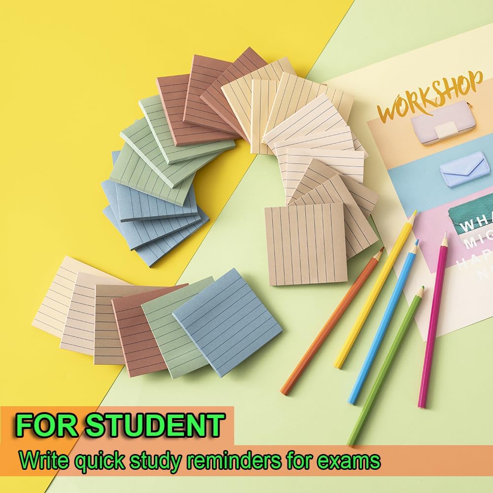 (12 Pack) Lined Sticky Notes 3x3 in,Vintage Notepads with Lines image 5