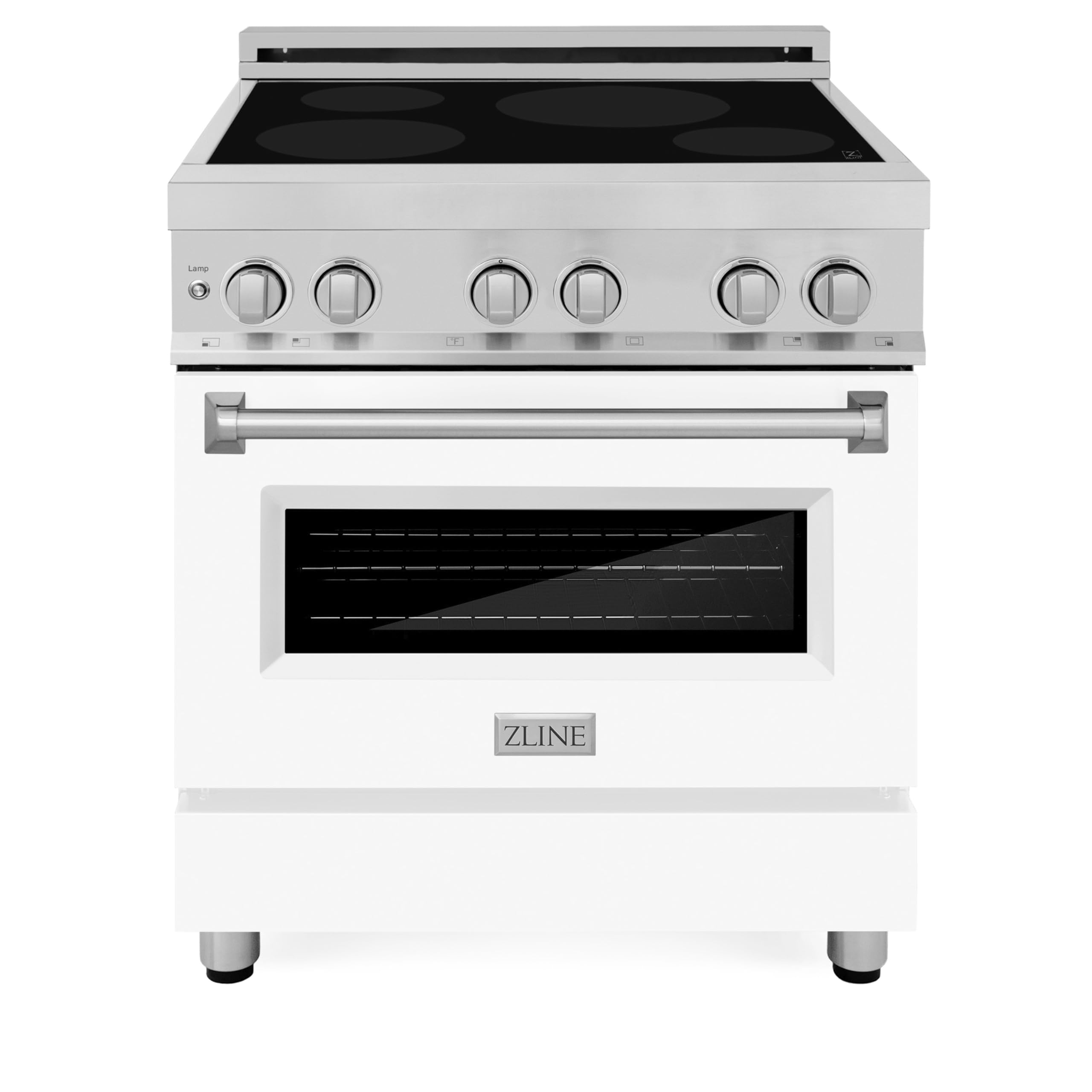 ZLINE 30 in. 4.0 cu. ft. Legacy Induction Range with 4 Element Cooktop and Electric Oven in Stainless Steel and White Matte Door (RAIND-WM-30)