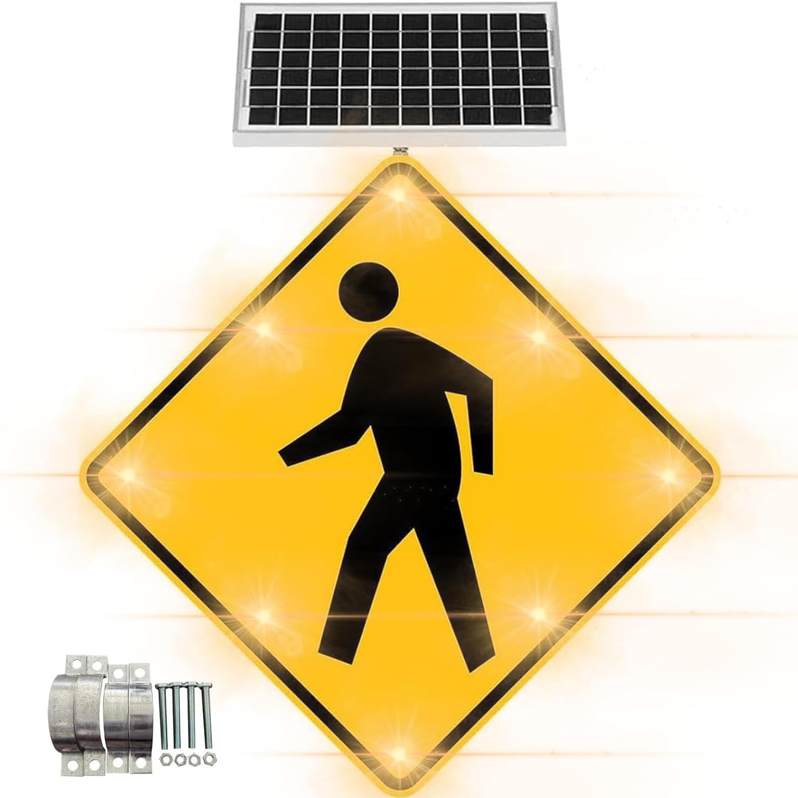 Semáforo LED, señal de Cruce peatonal LED con energía Solar, señal de Advertencia de tráfico Intermitente de 24"/30", Aluminio Resistente, señal de Seguridad Vial Reflectante a Prueba de óxi