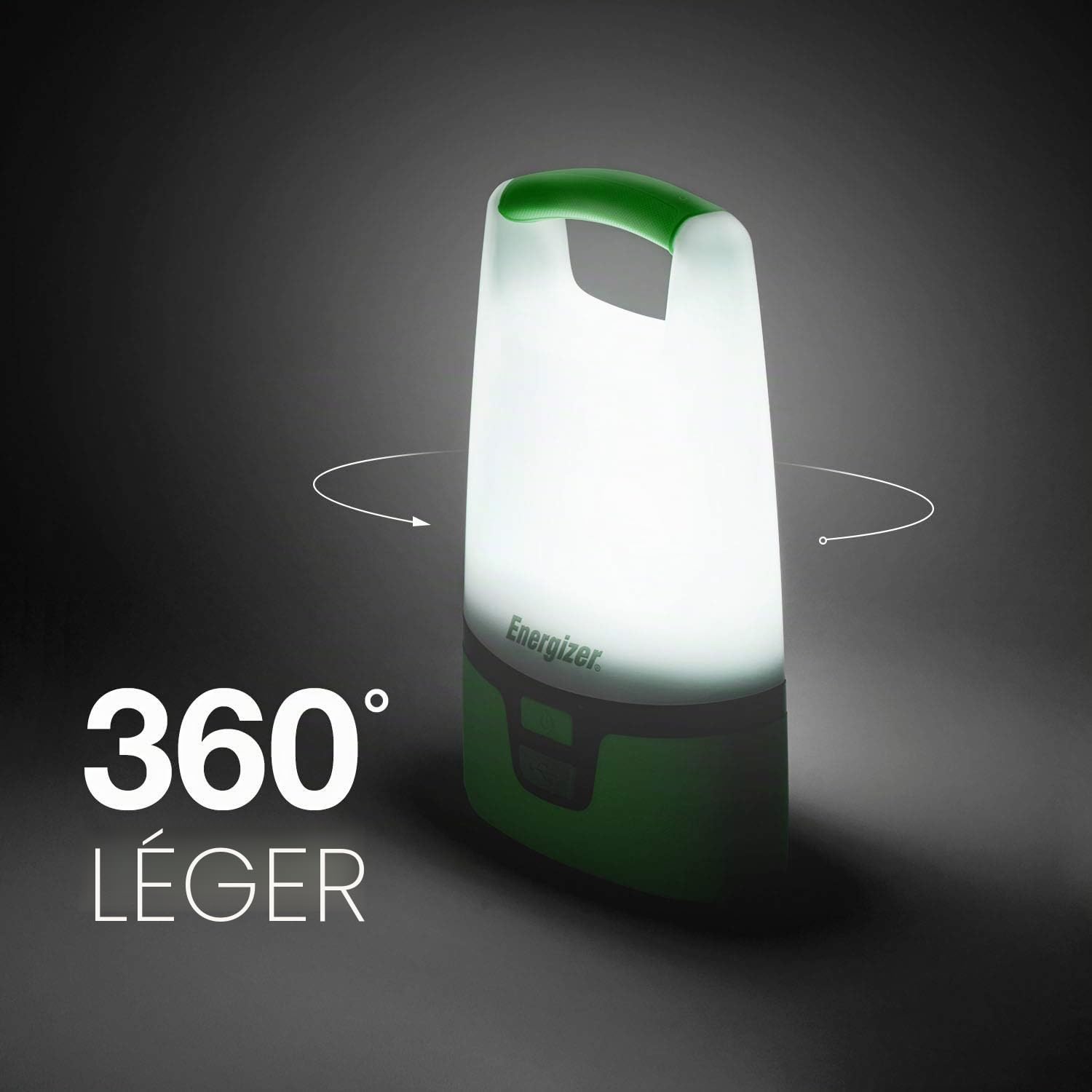 Energizer Lampe LED Rechargeable Vision Recharge, Port USB Intégré pour Recharge Téléphone, Éclaire à 360°, Jusqu'a 1000 Lumens
