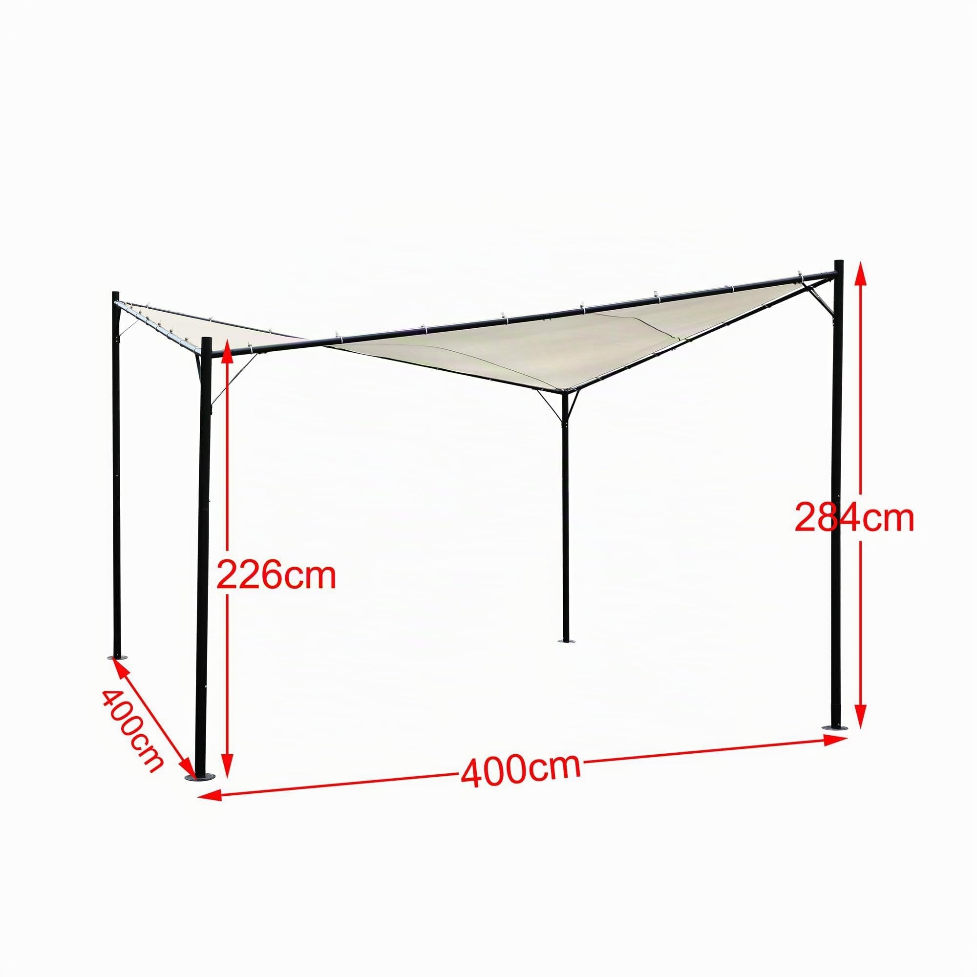 ALEOS. Eleganter Gartenpavillon Schmetterling Butterfly Pavillon Sonnensegel 4x4 Meter 16m² Dach, UV30+ Modell: Paros von AS-S