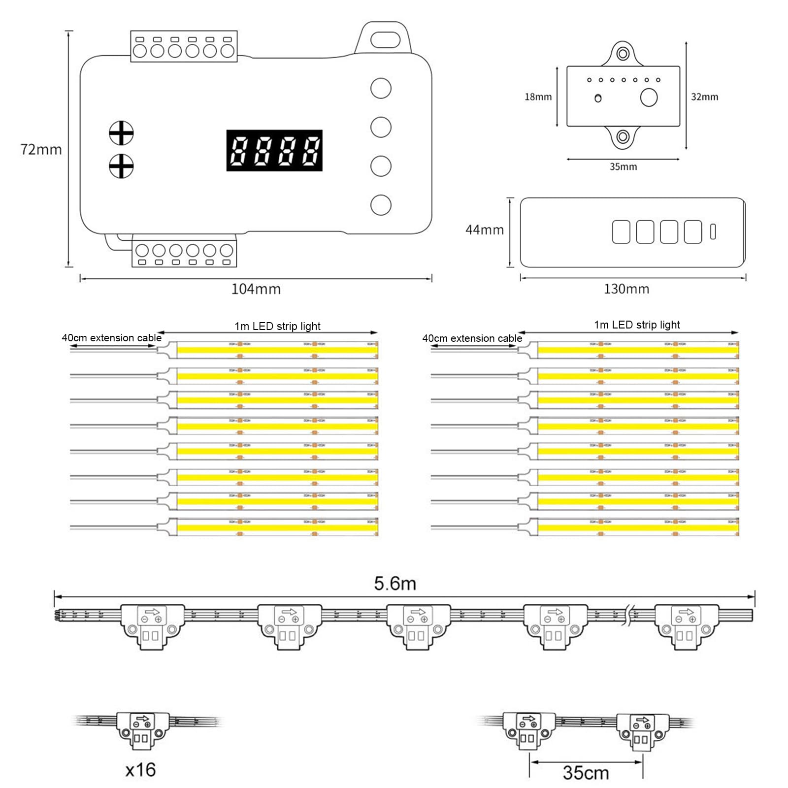 LED-Treppenstufenbeleuchtung mit Bewegungsmelder & Tageslichtsensor,100cm Zuschneidbarer LED-Lichtstreifen für Innentreppen16 Stufen Treppenlicht