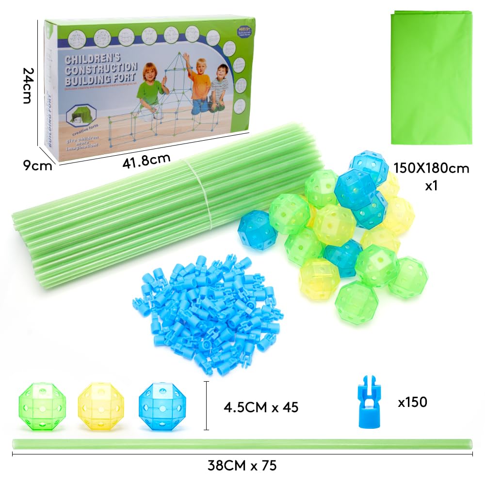 Fort Building Kit For Kids,Glow in the Dark 130 Pcs Upgraded Den Building Kit,Creative Fort Toys For 5 6 7 8 9 10 Year Old Boys & Girls,STEM Building DIY Kit Play Tent House Indoor Outdoor - Image 2