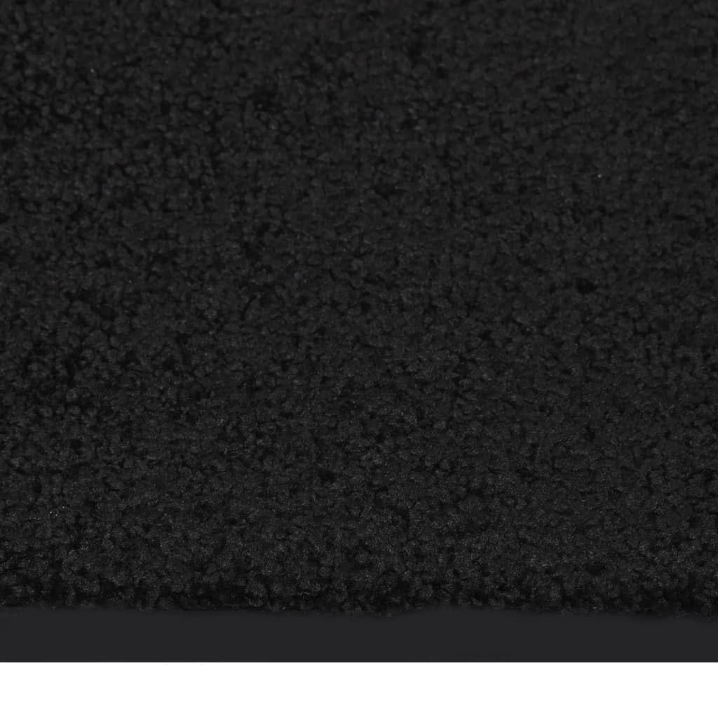 Felpudo 60 x 80 cm terciopelo negro con parte trasera de vinilo antideslizante, felpudo para entrada, pasillo, pasillo, interior y exterior cubierto, fácil de limpiar, resistente, no daña el