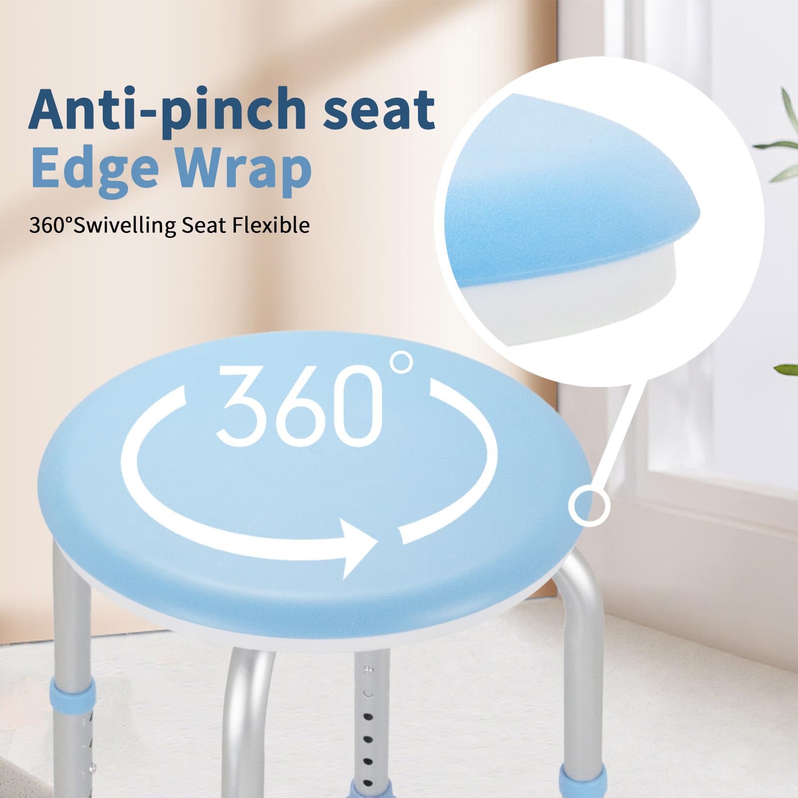 FSA/HSA - Silla de ducha giratoria ajustable para ducha interior, asiento de ducha para bañera interior, banco de baño, silla de baño para ancianos y discapacitados (azul)