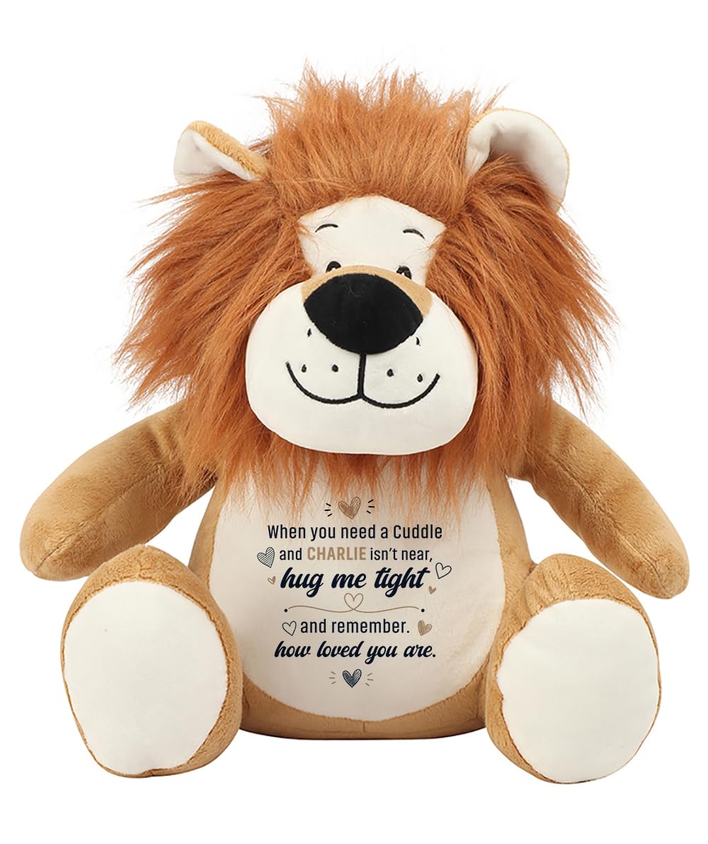 Getagift Personalised When You Need a Cuddle Hug Gift, Custom Name Keepsake Gift for Loved Ones, Long-Distance Relationship Birthday Plush Toy | Soft Toys Teddy., Lion