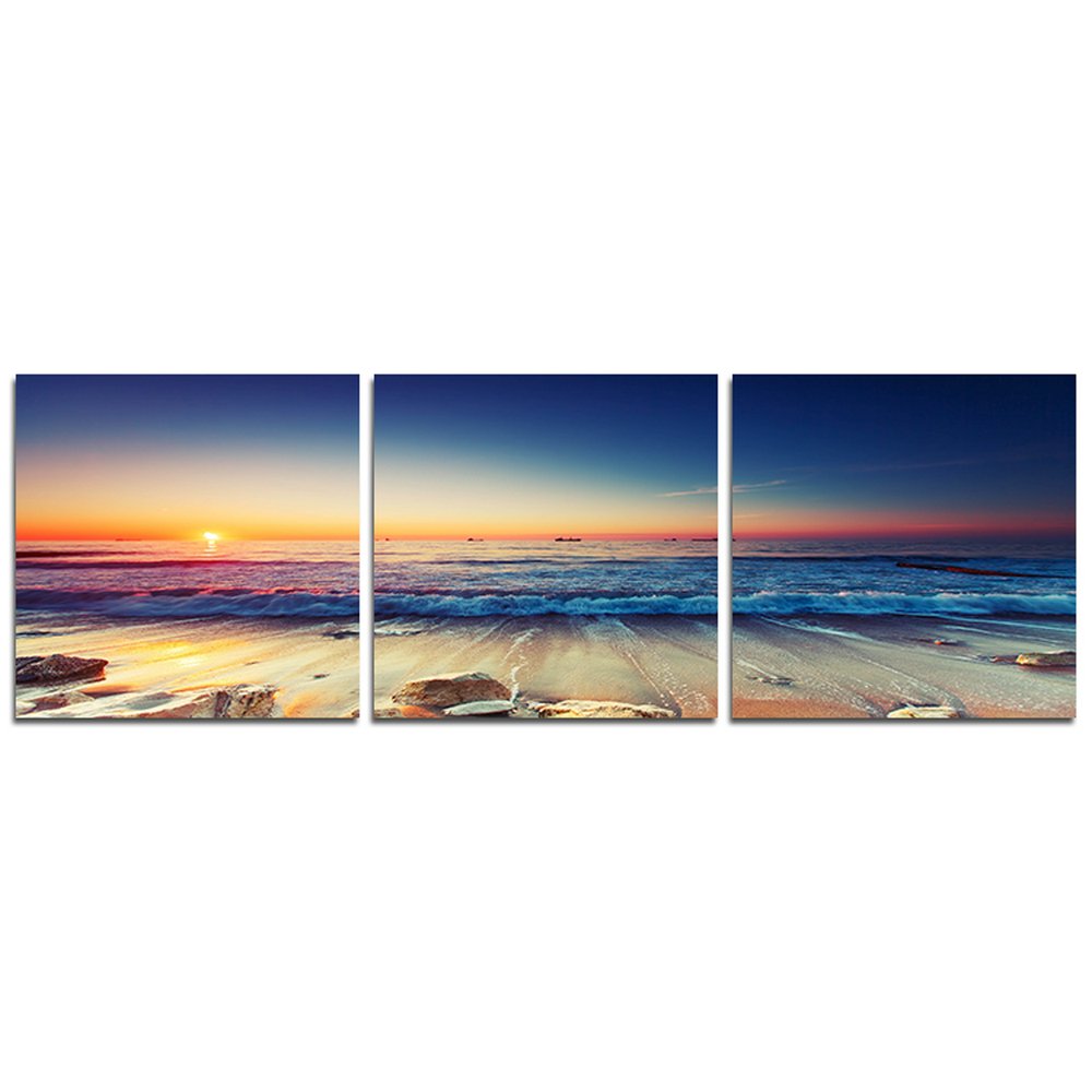海の風景写真 アート フレーム付き Amazon.co.jp: ビーチ アートパネル 3枚セット飾り絵 海 ポスター 海の