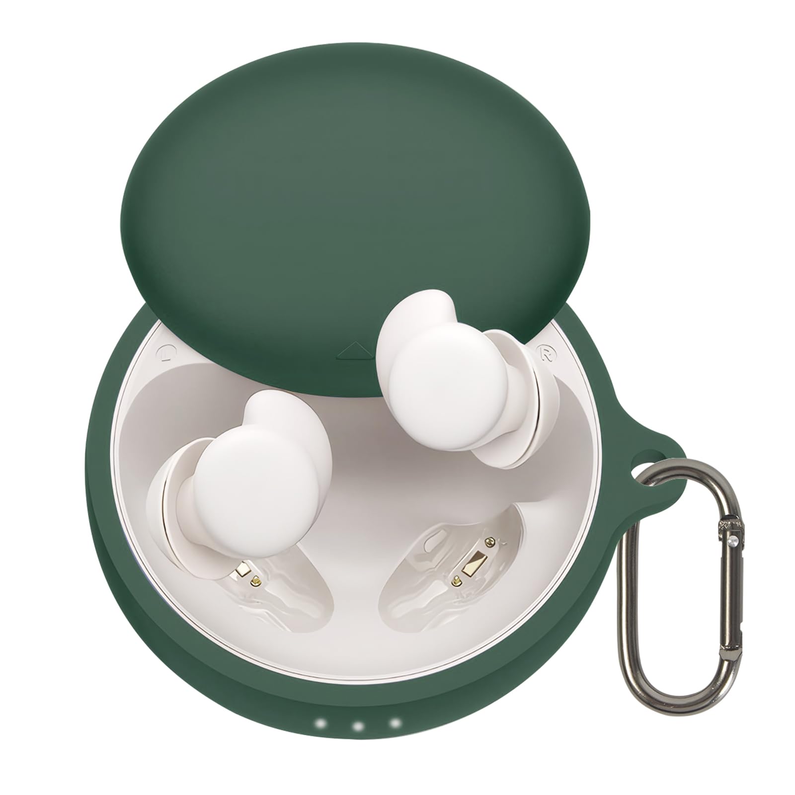 Olycismfor Anker Soundcore Sleep A20 Case Cover with Carabiner Soft Silicone Shockproof Case for Anker Soundcore Sleep A20 Wireless Earbuds Cover Front LED Visible Protective Skin Case Green