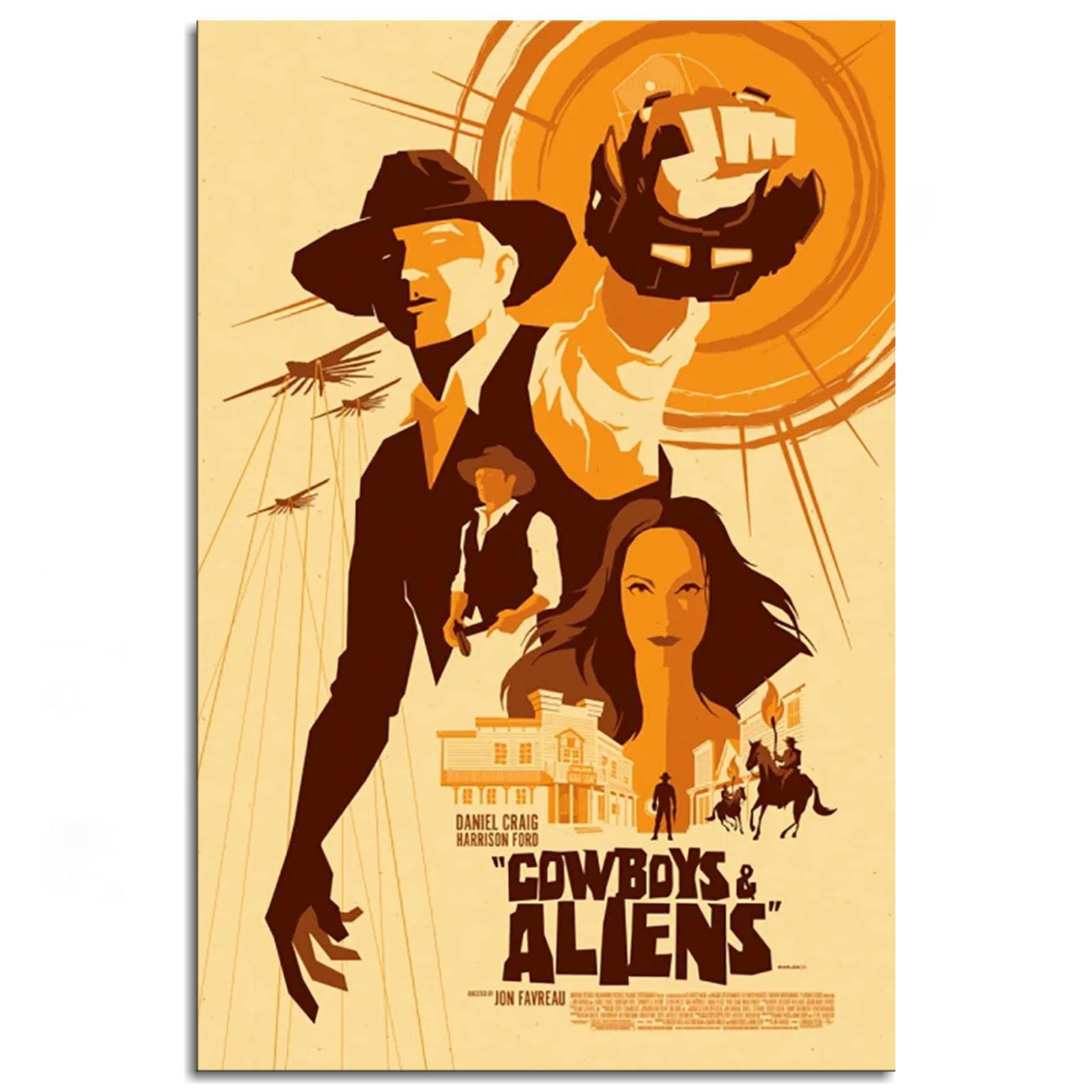 Daniel Craig Poster Paul Dano Cowboys And Alins Canvas Prints Cowboys Vs. Spacemen Wall Art For Home Office Corridor Decorations Unframed 36"x24"