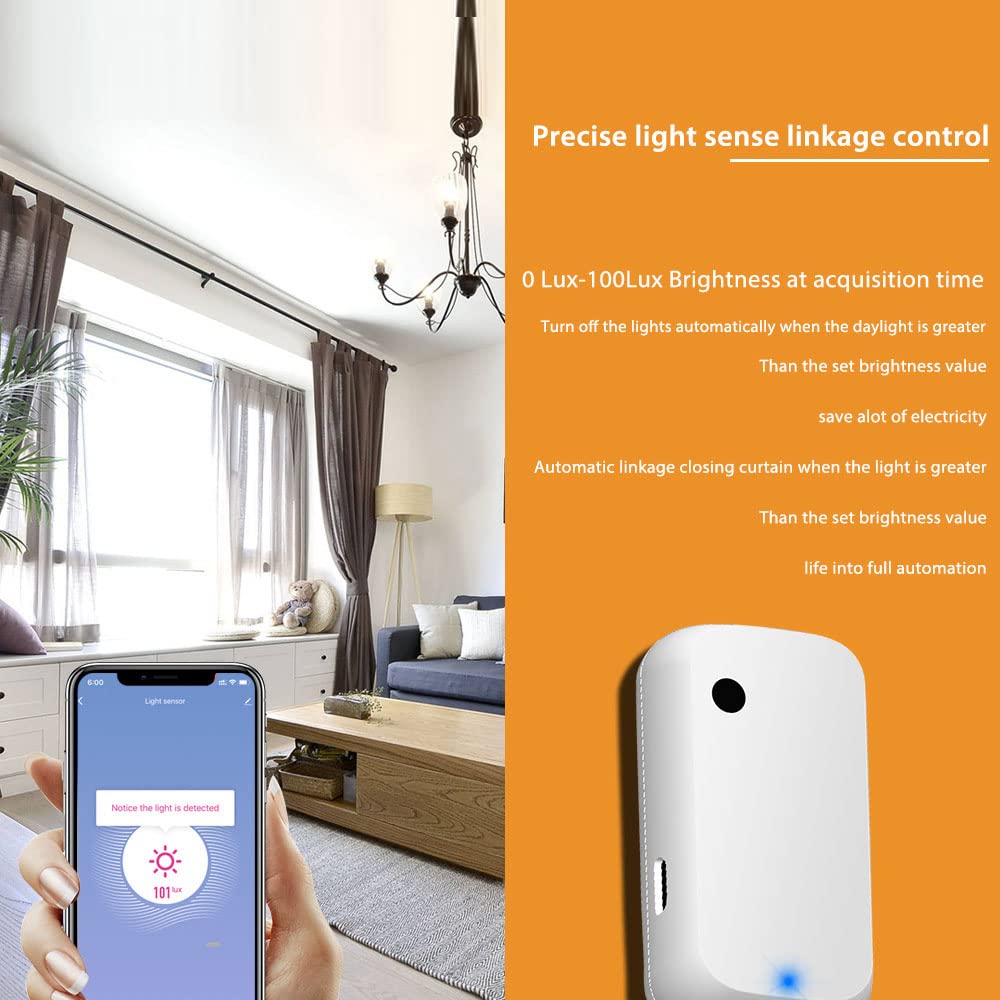 Karlak Light Sensor,Tuya ZigBee Light Sensor ligent Home Illumination Sensor Linkage Control Brightness Sensor Work with Tuya Device Compatible with Alexa Home - Image 2