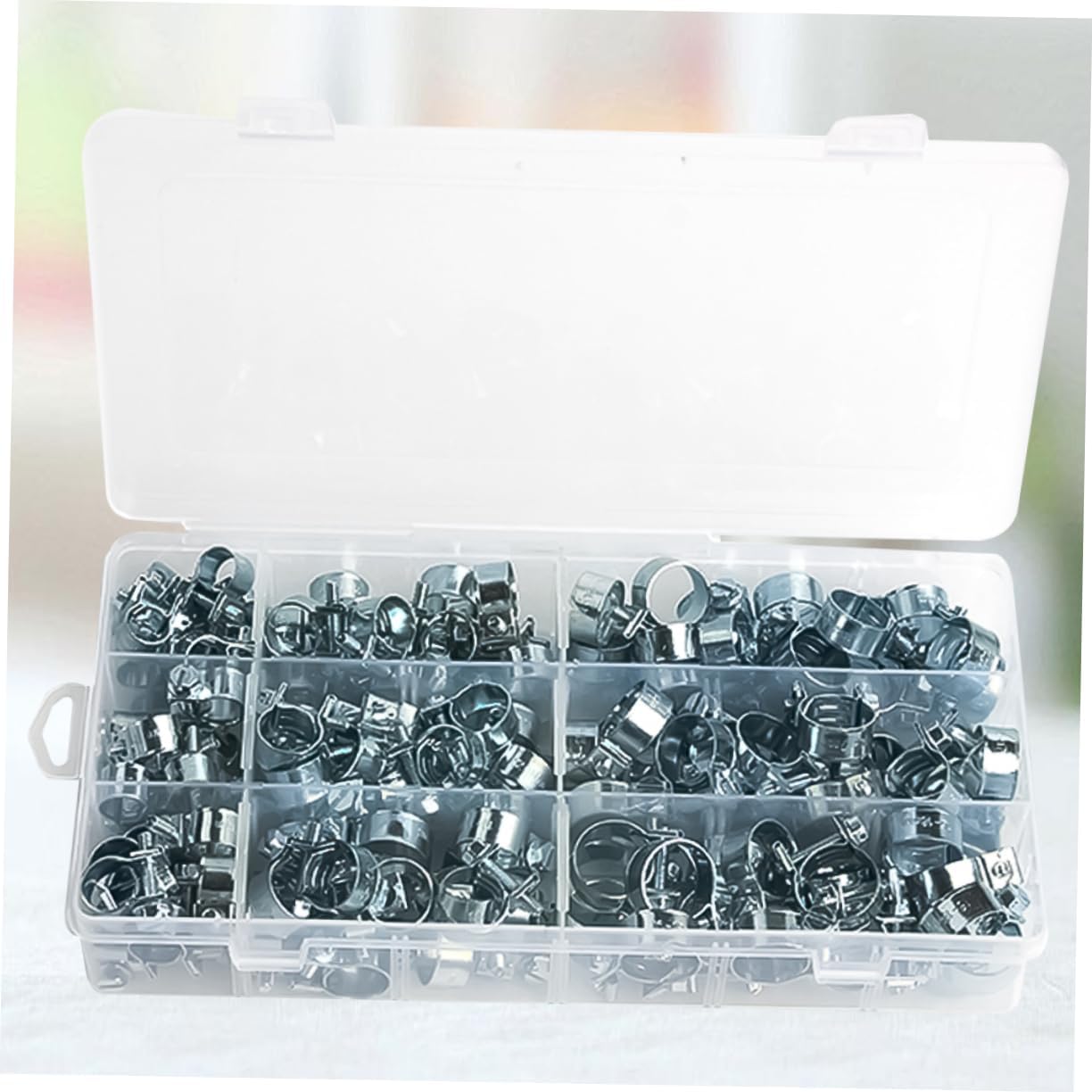 135PCS Mini Metal Hose Clamp Set Zinc Plated Hose Clips for Water Pipes Adjustable Fasteners for DIY Projects and Home Repair