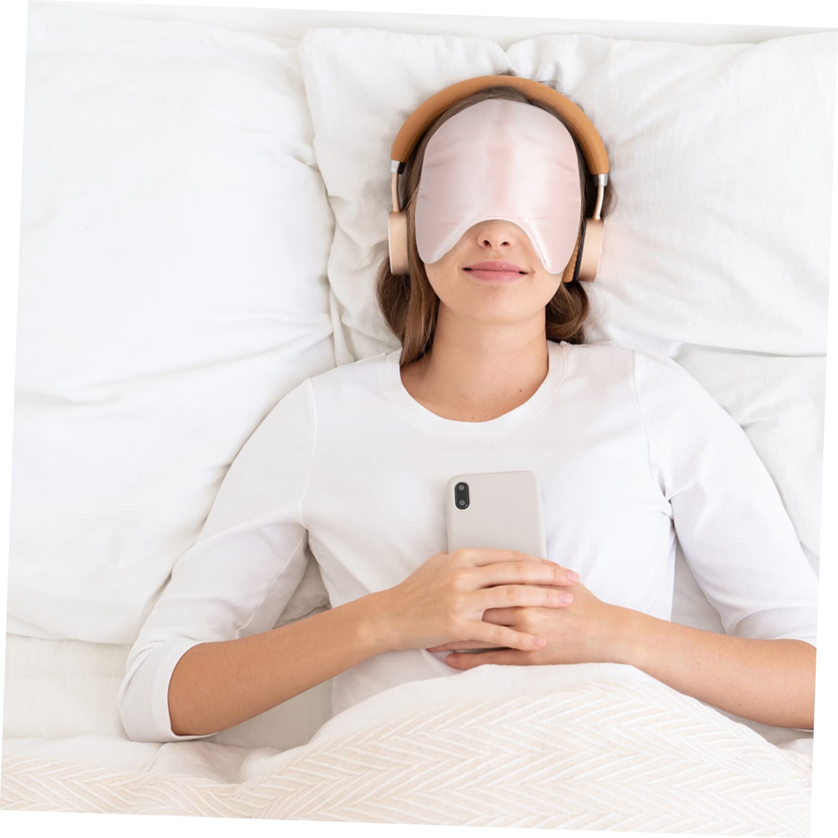 Maschera per Occhi Regolabile da Viaggio in Seta Cotone Rosa | Piccola e Leggera, Riduce L’attrito senza Rimuovere i Prodotti Skincare, Comoda su Treni e Viaggio