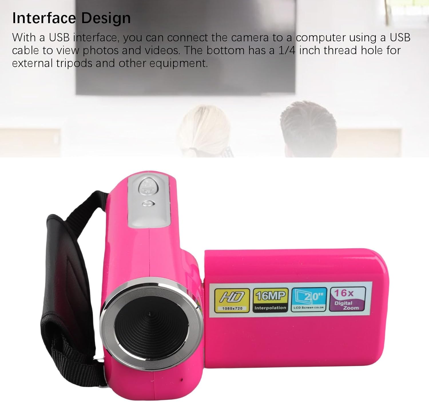 Yunir Video Camera, Digital Camera Screen Recorder, Full HD 1080P 16MP 2 Inch 270 Degree Rotation LCD 16X Digital Zoom Camcorder Camera with 3 Battery, Digital Video Recorder for Student