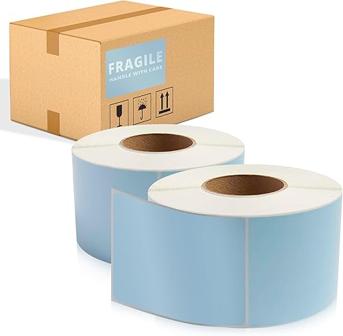 Paquete de 4000 etiquetas térmicas directas de 4 x 6 pulgadas, color azul, 3 núcleos. Rollos autoadhesivos. Franqueo por correo. Papel de impresión.